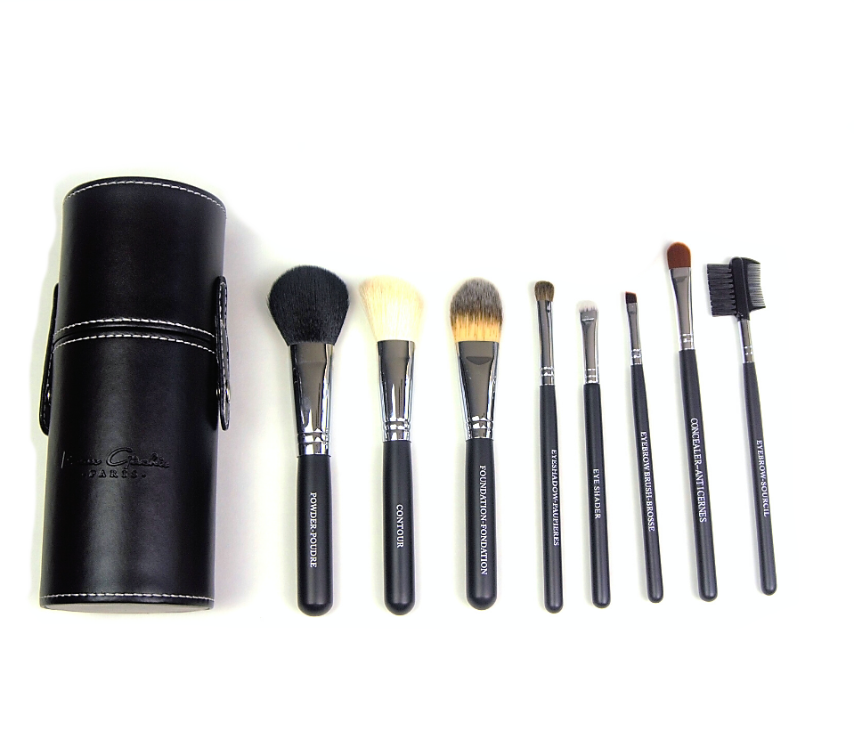 8 Piece Makeup Brush Set with Leather Case